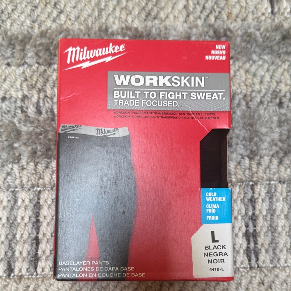 Milwaukee 414B-L  WORKSKIN Thermal Underwear Base Layer Pants BLACK LARGE